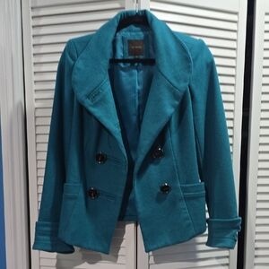 Limited, Teal Double-Breasted Women's Jacket, XS
